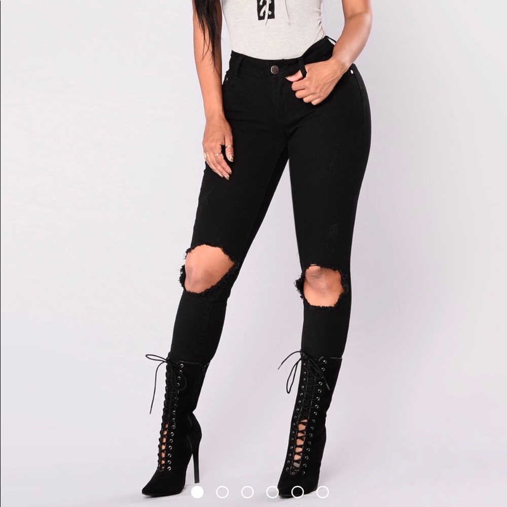 Fashion Nova Black Ripped Jeans
